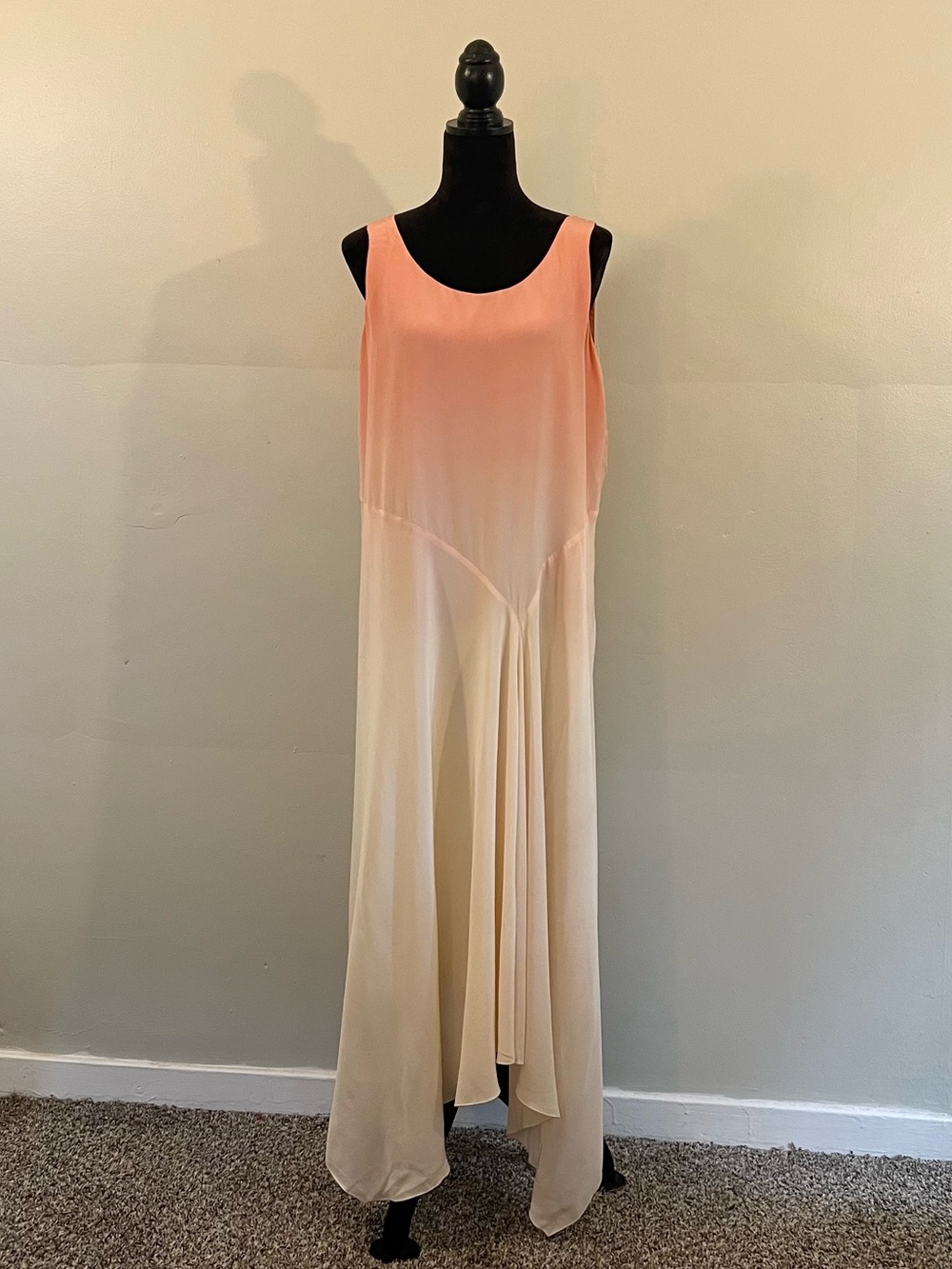 Eileen Fisher silk pink cream ombre relaxed maxi dress fairy summer vacation